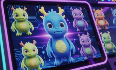 Reactoonz Alien-Slot mit bunten Monstern und neon-erleuchteten Symbolen bei Casoola Casino